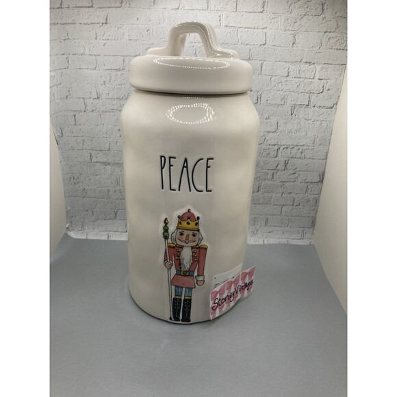 Rae Dunn PEACE Nutcracker Canister- Holiday  Season - Picture 1 of 12